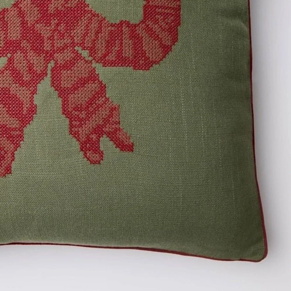 20x20 Dark‎ Green with Red Bow Pillow - Threshold Studio McGee Christmas 2025